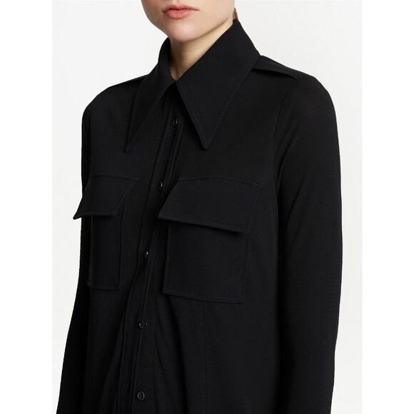 Proenza Schouler Matte Jersey Long Sleeve Button Up Shirt Size 6 - Picture 2 of 16